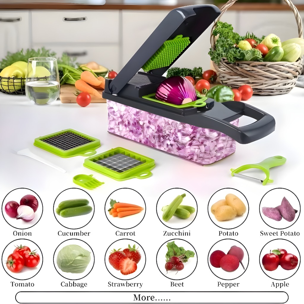 Multifunctional Food Chopper 16-in-1 Kitchen Vegetable Cutter 1 Set